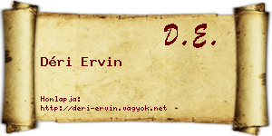 Déri Ervin névjegykártya