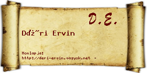 Déri Ervin névjegykártya